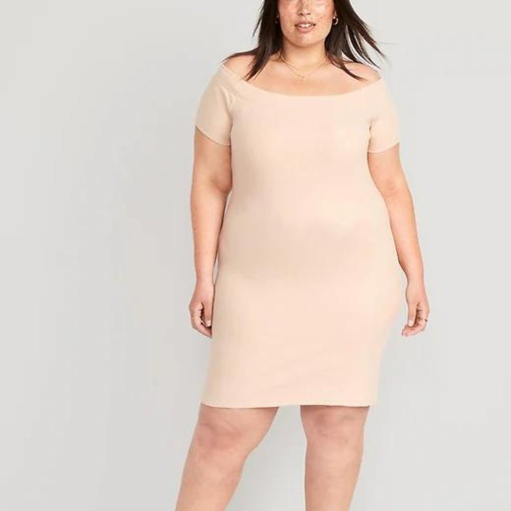 NWT Old Navy Fitted Off-The-Shoulder Rib-Knit Mini Dress for Women - Picture 5 of 6